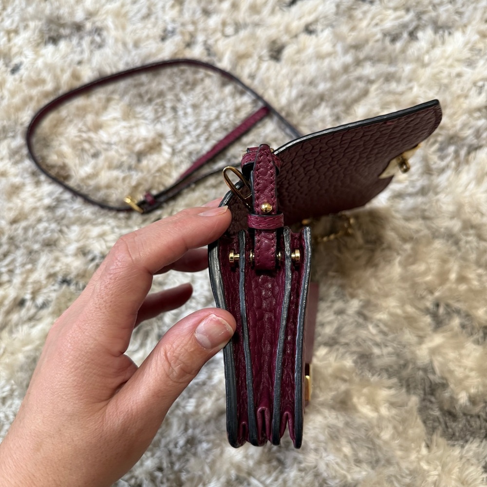 BURBERRY Burgundy Signature Grain Leather Madison Wallet On Chain Bag - Picture 7 of 14